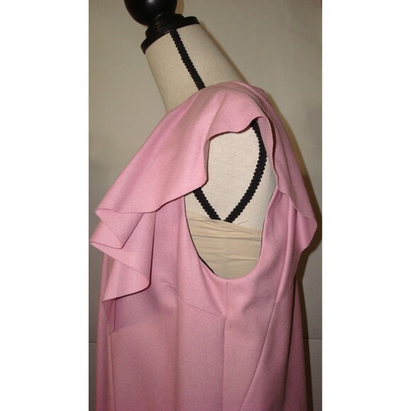 New Womens 8 NWT Designer MSGM Pink Wool Dress 44 Italy Ruffle Drape Pockets Blu - Picture 4 of 12